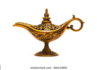 Vintage lamp of Aladdin on white background - Shutterstock ID 406113850