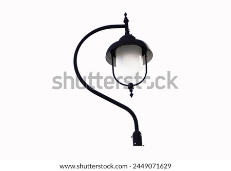 Vintage lamp post side street old lamp isolated on white background. Roadside lighting is necessary for road traffic night. Suitable for installation in area that require lighting.