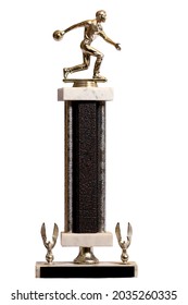 Vintage Leather Bowling Statue Trophy