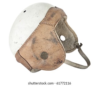 Vintage Leather Football Helmet isolated on white