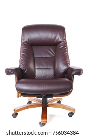 vintage leather office chair on white background