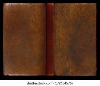 Vintage leather open book cover with antique bookbinding. Easy to design and print. 