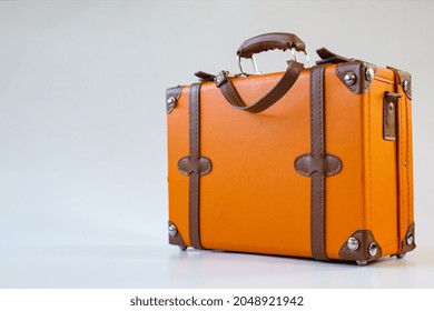 Vintage Leather Suitcase Isolated On White Background