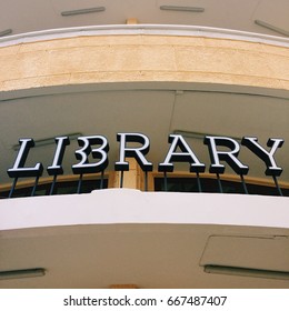 Vintage Library Building English Alphabets Written Stock Photo ...