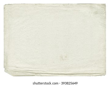 Vintage light paper blank with torn edges isolated on white background. Old texture. 