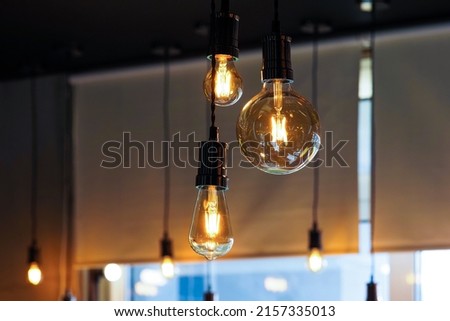 Vintage lighting decor. Filament lamps of different types