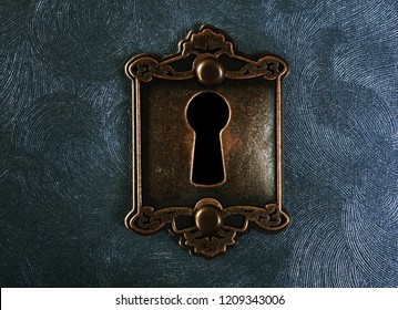 Vintage lock on swirled textured background                               