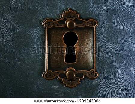 Vintage lock on swirled textured background                               