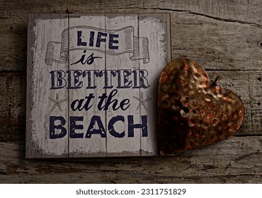Vintage Look Text at the Beach sign - Shutterstock ID 2311751829