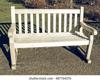 Vintage looking Close up view of a wooden bench - Shutterstock ID 487764376