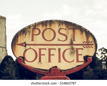 Vintage Looking Old Post Office Sign In England, UK