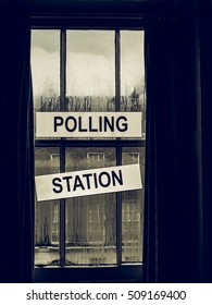 Vintage Looking Polling Station Place For Voters To Cast Ballots In Elections