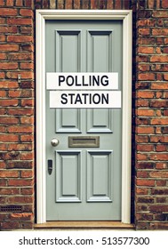 Vintage Looking Polling Station Place For Voters To Cast Ballots In Elections