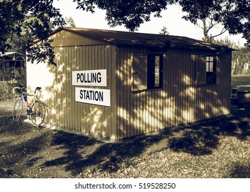 Vintage Looking Polling Station Place For Voters To Cast Ballots In Elections