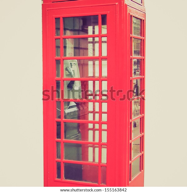 Vintage Looking Traditional Red Telephone Box Vintage Stock Image
