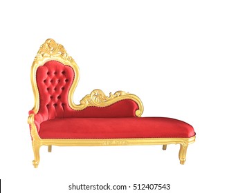 vintage luxury sofa color red isolated on white background with clipping path.