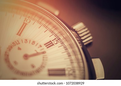 Vintage luxury watch or chronograph. Macro. Shallow depth of field