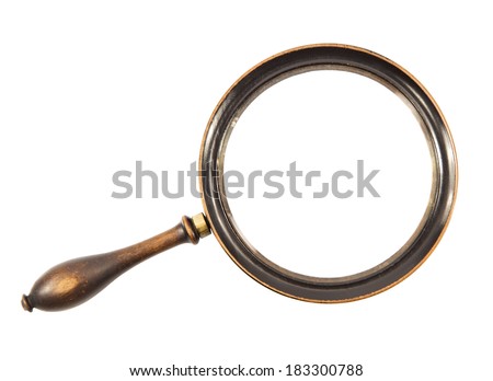 Vintage magnifying glass on a white background