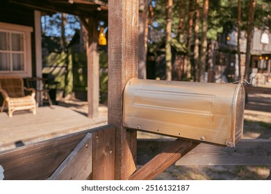 Vintage mailbox from western. Typical letter box in wild west. mailbox on a wooden fence near the house - Powered by Shutterstock