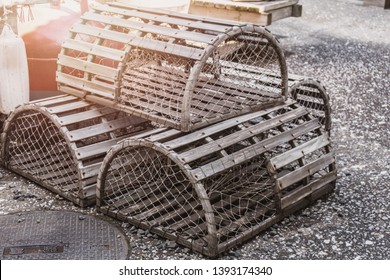 Vintage Many Wooden Fish Trap Stock Photo (Edit Now) 1393174340