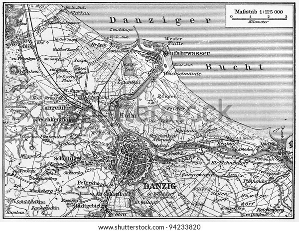 Vintage Map Danzig City Surroundings Beginning Stock Photo 94233820   Vintage Map Danzig City Surroundings 600w 94233820 