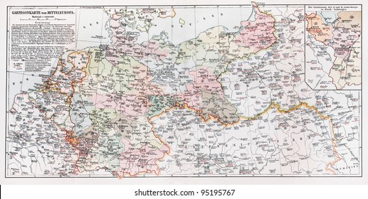 vintage map representing the german garrison of central europe in year 1901 picture from meyers