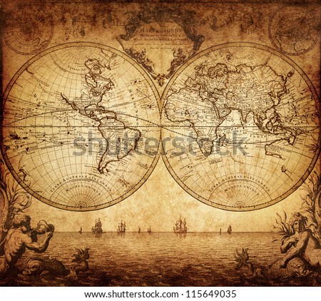 vintage map of the world 1733