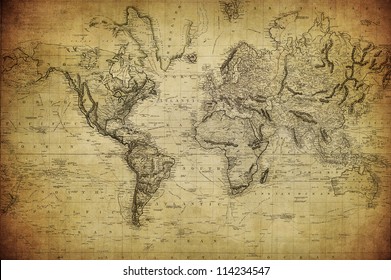 vintage map of the world 1814