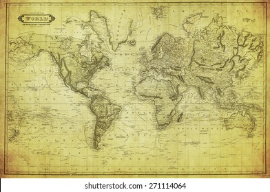 vintage map of the world 1831  - Shutterstock ID 271114064