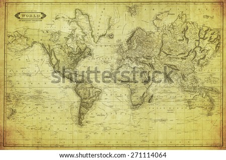 vintage map of the world 1831 