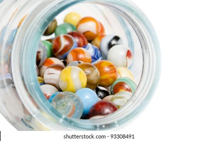 Vintage Marbles In A Glass Jar