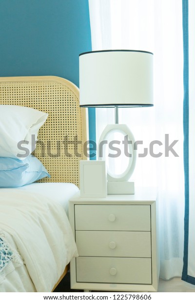 Vintage Master Bedroom Blue Wall White Stock Photo Edit Now