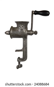 Vintage Meat Grinder Isolated Over White