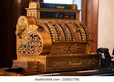 Vintage mechanical cash register system "National" made of copper. - Powered by Shutterstock