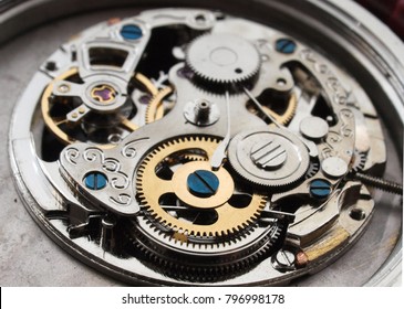 vintage mechanical watch machinery macro detail 