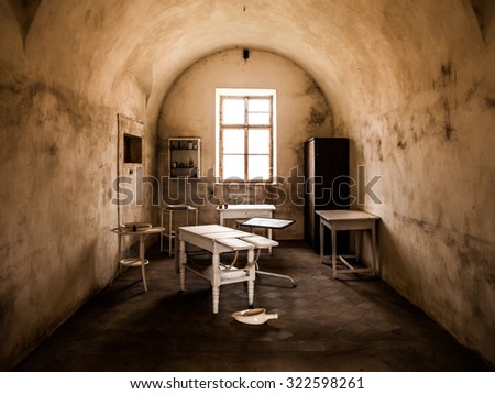 Vintage medical office in old abandoned hospital