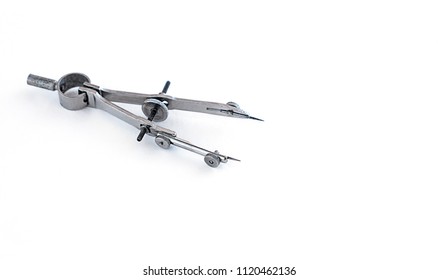 Vintage metal caliper or compasses isolated on white background. Carpenter's caliper (calliper), instrument of two adjustable legs for measuring the dimensions. used to mark divisions, distance. - Powered by Shutterstock