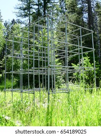 Vintage Metal Jungle Gym Built In The 1960s In An Overgrown School Yard