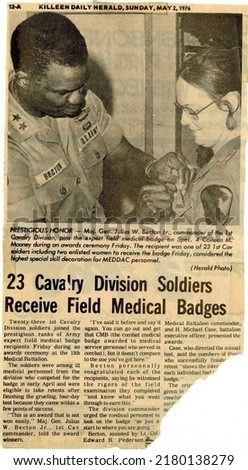 Vintage Military Newspaper Clippings - 1st Cav