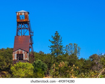 Vintage Mining Tower Building In Sierra Foothills Mother Lode