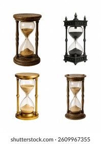 Vintage and Modern Hourglasses Isolated on White background