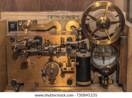 Vintage Morse code. telegraph system. Close-up