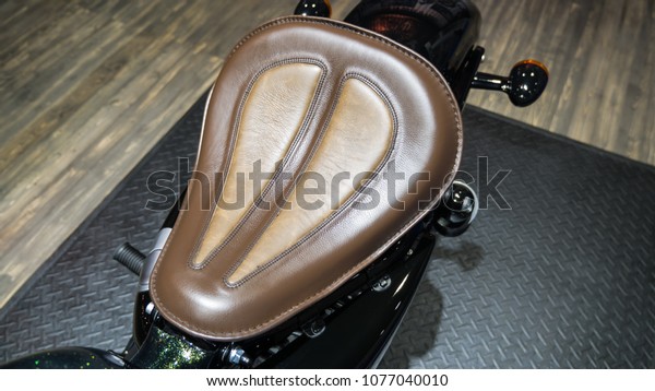 Vintage\
motorcycle cushion.\
Leather motorcycle\
seat.
