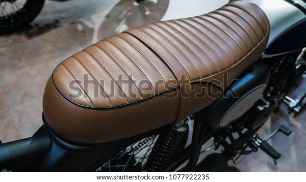 Vintage\
motorcycle cushion. Leather motorcycle\
seat.