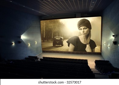 Vintage Movie On A Cinema Screen