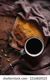 Vintage Mug Of Hot Chocolate Top View