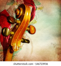 Vintage music background with contrabass