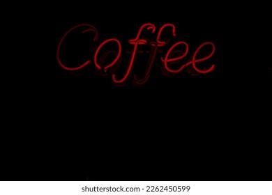 Vintage Neon Coffee Sign board. isolated on black background. Emerging red Coffee neon billboard. night scene.  - Powered by Shutterstock