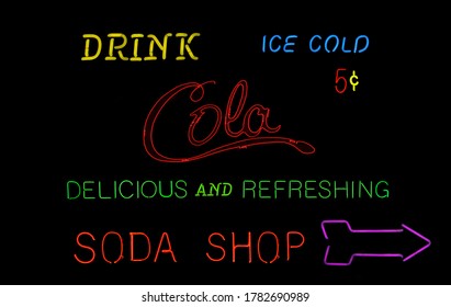 Vintage Neon Cola Sign Photo Composite