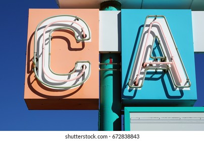 Vintage Neon Letters On Sign                               